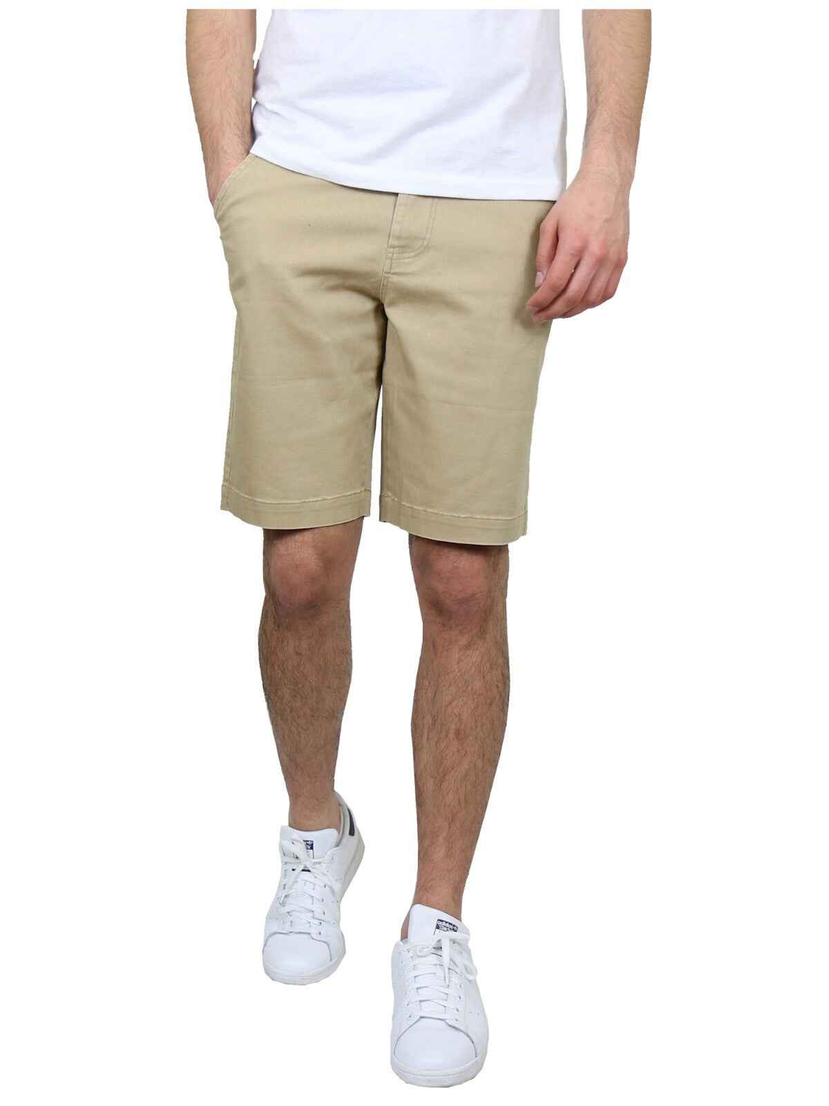 Mens Flat Front Twill Chino Shorts Work Lounge Casual Hiking Summer Pockets NWT