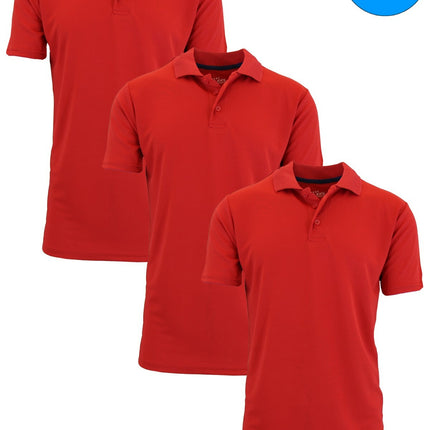 Men's Short Sleeve Moisture Wicking Polo Shirts Lounge Running Gym 3-PACK NEW