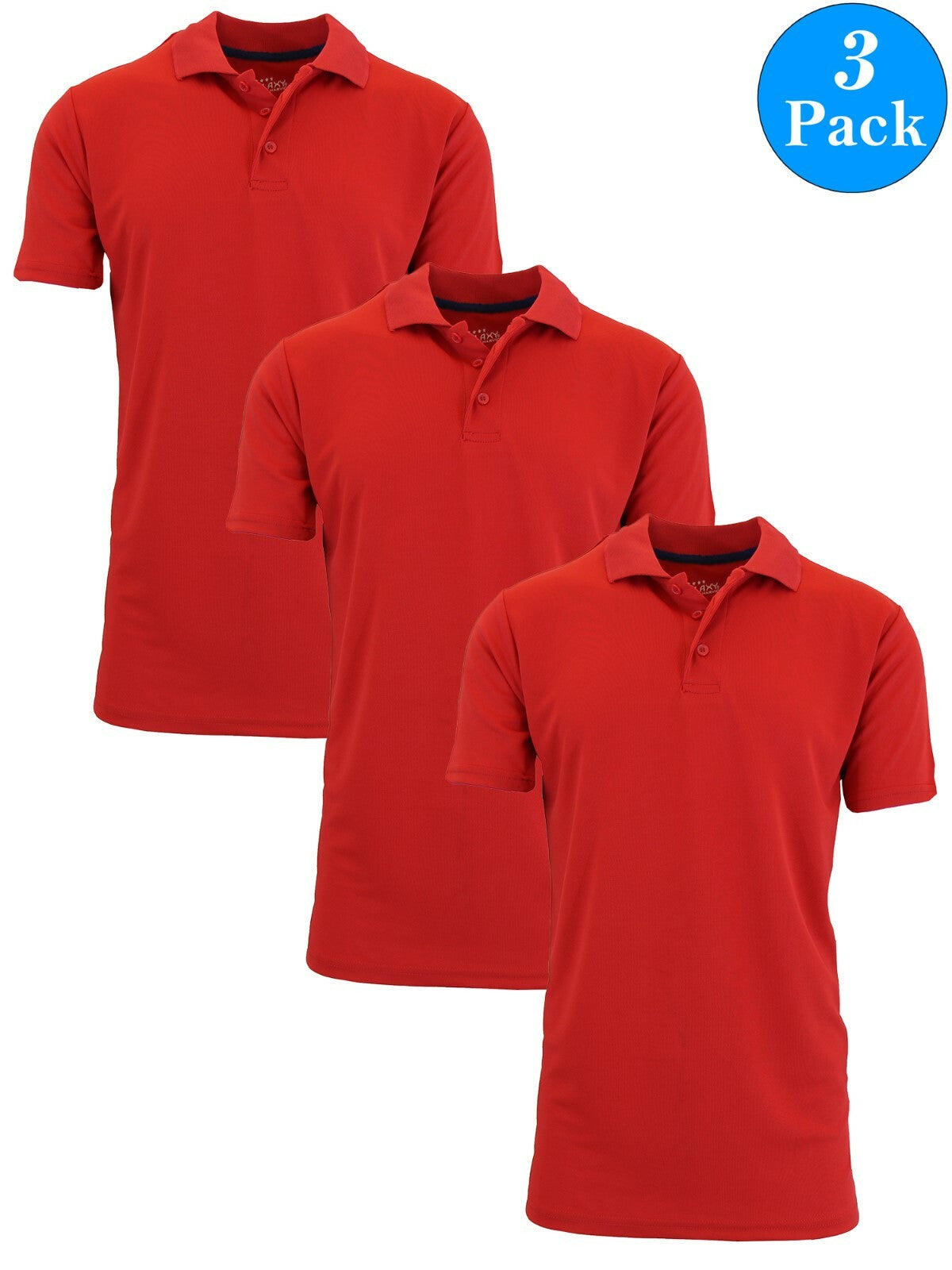 Men's Moisture-Wicking Short Sleeve Polo Shirts, 3-Pack