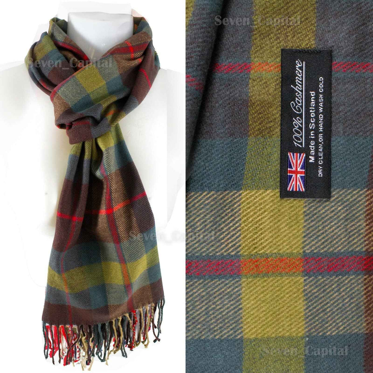 Mens Womens Winter Warm SCOTLAND Made 100% CASHMERE Scarf Scarves Plaid Wool