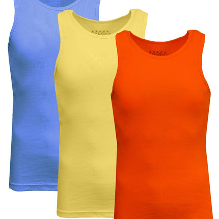 Men's 3 Pack Ribbed Tank Top Shirts Muscle Sleeveless Gym Beach Undershirt NWT