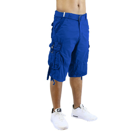 Men's Distressed Washed Cotton Cargo Shorts With Belt (Size 30-42) NEW FREE SHIP