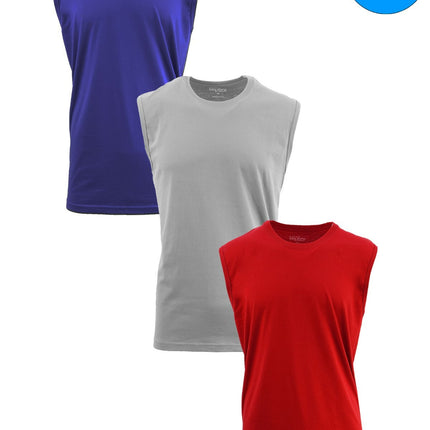 Mens Muscle Tank T-Shirt Cool Mesh Colors Workout Fitness Lounge Running 3-PACK