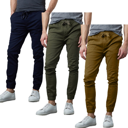 Men’s Slim-Fit Fashionable Twill Jogger Pants 3 Pack (Sizes S-2XL) NEW FREE SHIP