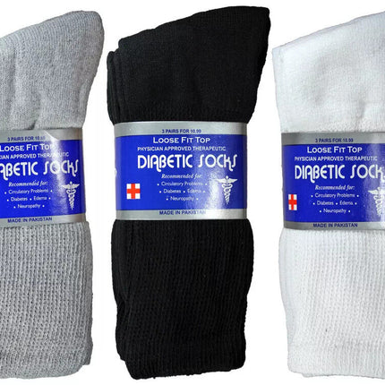 Wholesale Bulk Mens Diabetic Crew Socks Health Circulatory Size 9-11,10-13,13-15 - PremiumBrandGoods