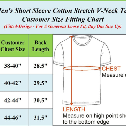 Mens Short Sleeve V-Neck Cotton Blend Stretch Tee Undershirt (M-2XL)