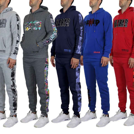 Mens Tech Fleece Hoodie & Jogger 2-Piece Set With Heat Seal Zipper Design S-4XL