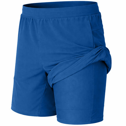Men's 2-in-1 Running Shorts Quick Dry Stretch Athletic Gym Workout Shorts