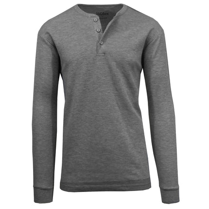 Men's Long Sleeve 3 Button Henley Waffle Knit Thermal Undershirt Tee Free Ship