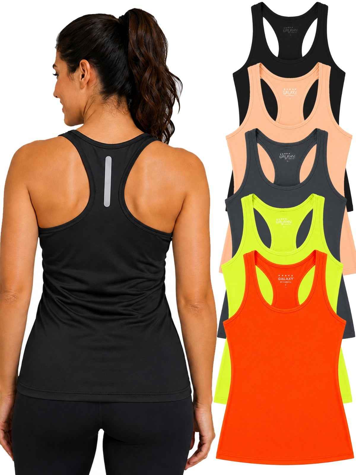 Women's Moisture-Wicking Sport Racerback Tank Tops Shirt 5 PACK(S-3XL) FREE SHIP