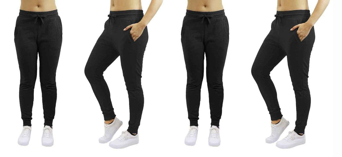 Womens Jogger Pants French Terry Cotton Blend Lounge Sweatpants 2-PACK