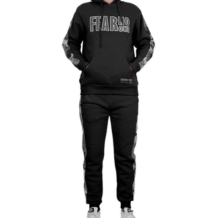 Mens Tech Fleece Hoodie & Jogger 2-Piece Set With Heat Seal Zipper Design S-4XL