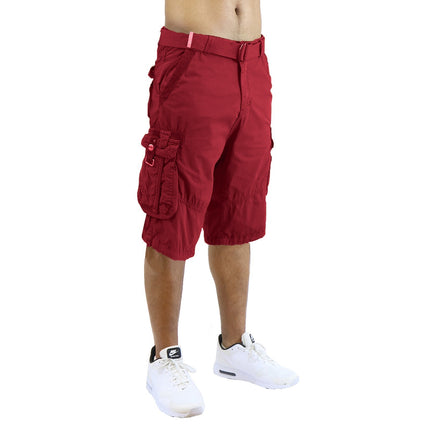 Men's Distressed Washed Cotton Cargo Shorts With Belt (Size 30-42) NEW FREE SHIP