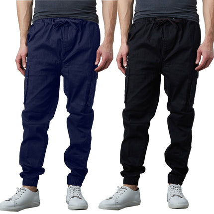 Mens Cargo Jogger Pants Cotton Flex with Stretch Comfort (Size: S-2XL) FREE SHIP