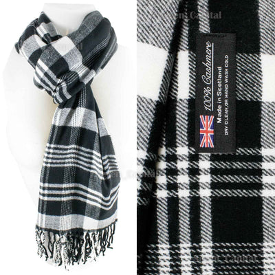 Mens Womens Winter Warm SCOTLAND Made 100% CASHMERE Scarf Scarves Plaid Wool