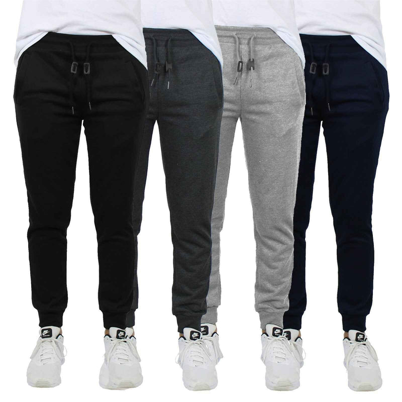 4 PACK Mens Jogger Pants Sweatpants Active Gym Lounge Running Slim Fit NWT