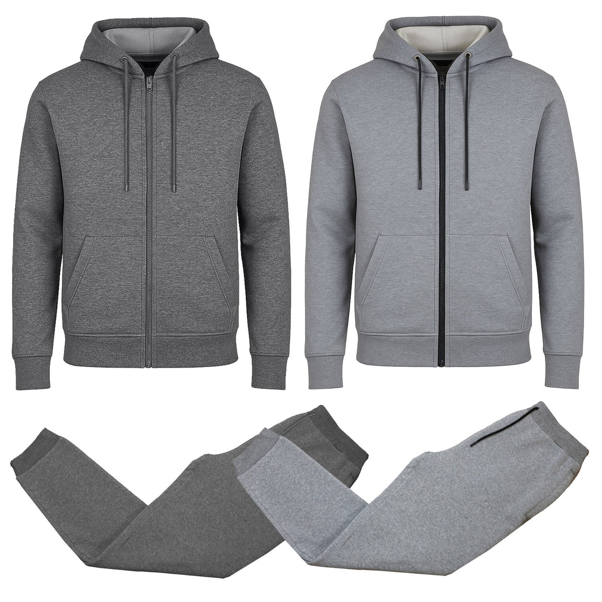 Men's 4-Piece Fleece-Lined Full-Zip Hoodie & Jogger Set, S-3XL