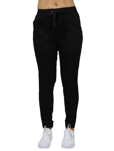 Women's Slim-Fit Cotton Twill Jogger Pants with Pockets, S-2XL