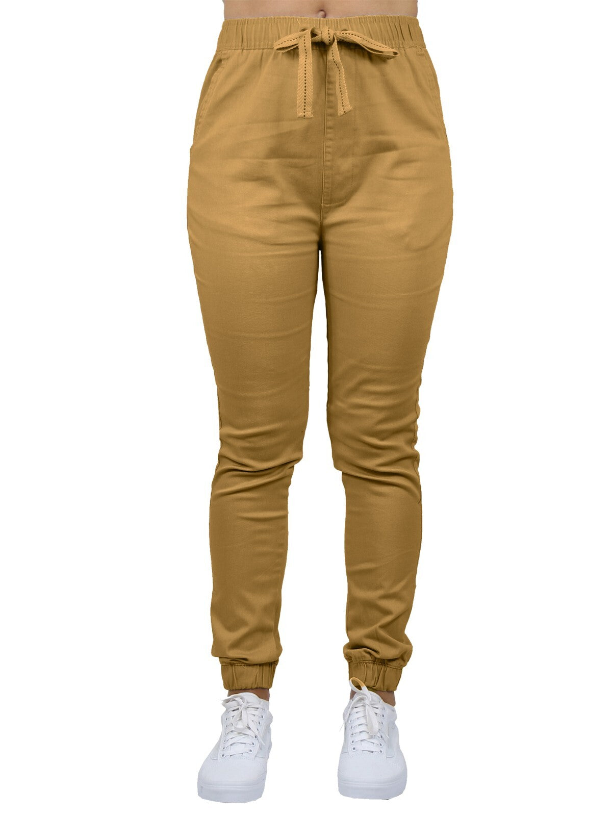 Women's Slim-Fit Cotton Twill Jogger Pants with Pockets, S-2XL