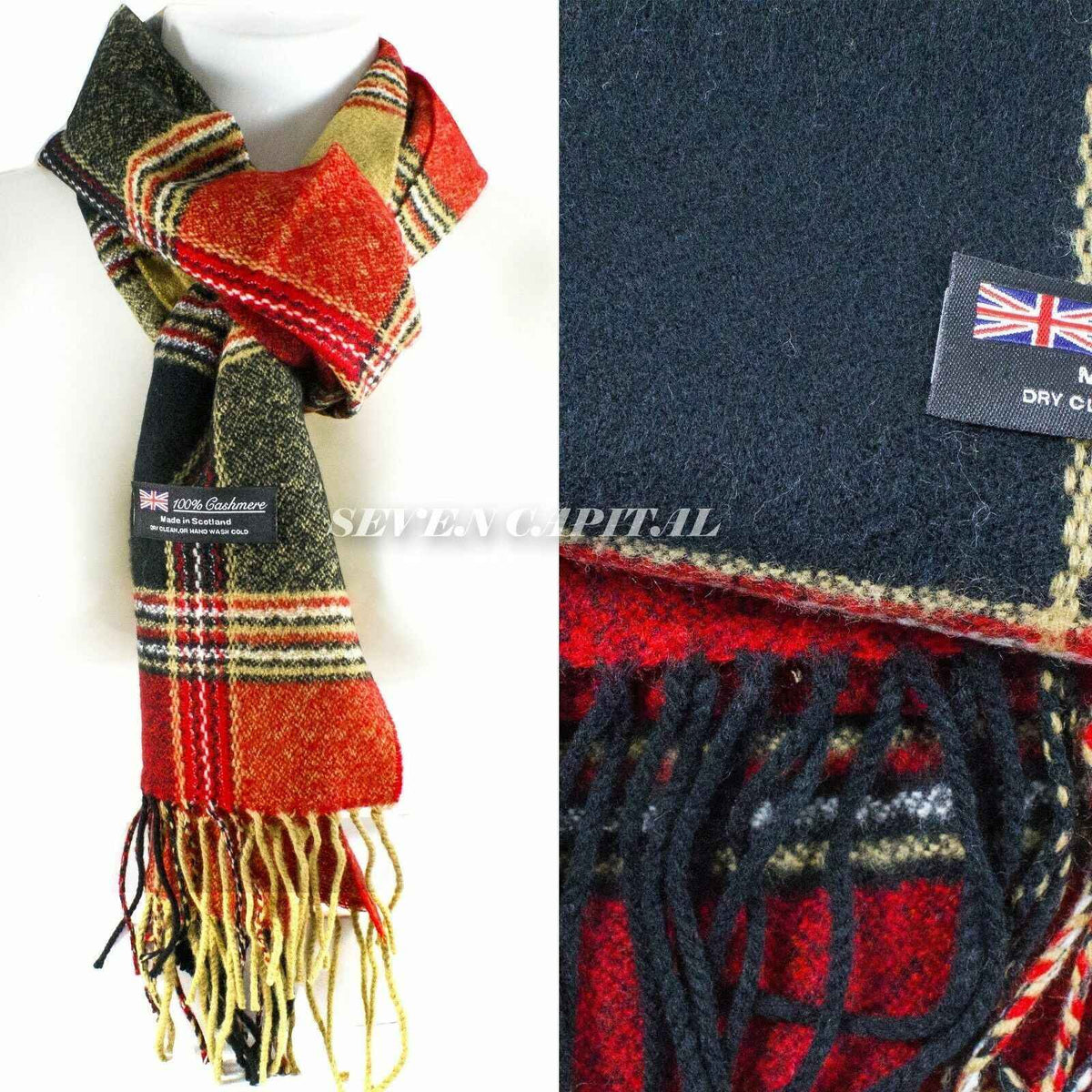 Mens Womens Winter Warm SCOTLAND Made 100% CASHMERE Scarf Scarves Plaid Wool