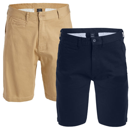 Mens Cotton Flex Stretch Button Closure Chino Shorts (Sizes 30-42) NEW 2-PACK