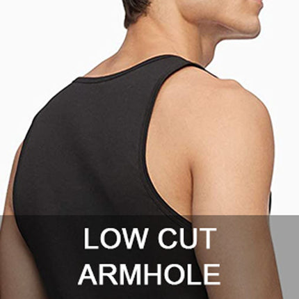 Men’s Ribbed Classic Crew Neck Tank Tops Undershirts Soft Cotton Blend 5-Pack