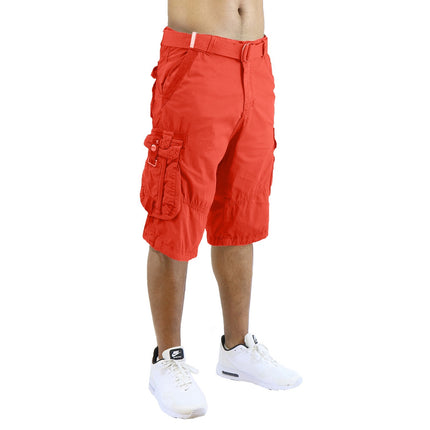 Men's Distressed Washed Cotton Cargo Shorts With Belt (Size 30-42) NEW FREE SHIP
