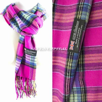 Mens Womens Winter Warm SCOTLAND Made 100% CASHMERE Scarf Scarves Plaid Wool