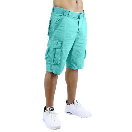 Men's Distressed Washed Cotton Cargo Shorts With Belt (Size 30-42) NEW FREE SHIP