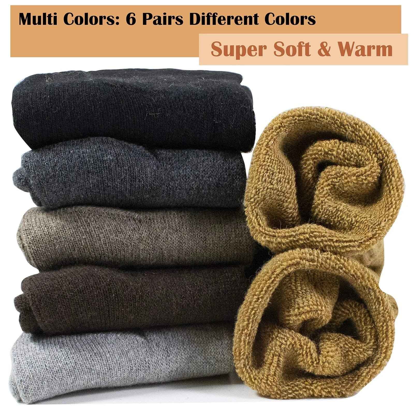 6 Pairs Women's  Merino Lambs Wool Thermal Socks Heavy Duty Winter Warm 2.4 Tog