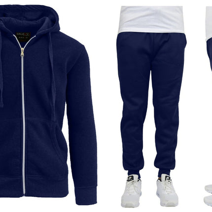 Men's Fleece Lined Hoodie & Jogger Sweatpants Set Activewear Lounge (S-2XL)