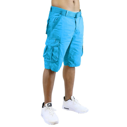Men's Distressed Washed Cotton Cargo Shorts With Belt (Size 30-42) NEW FREE SHIP