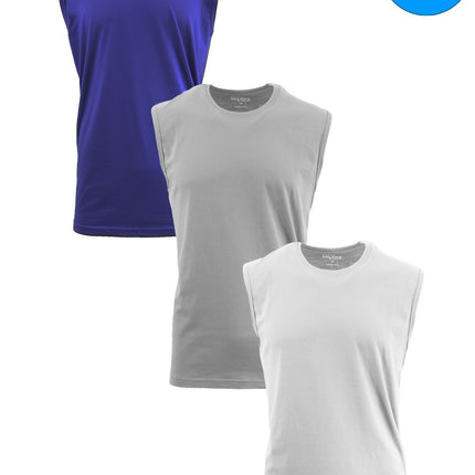 Mens Muscle Tank T-Shirt Cool Mesh Colors Workout Fitness Lounge Running 3-PACK