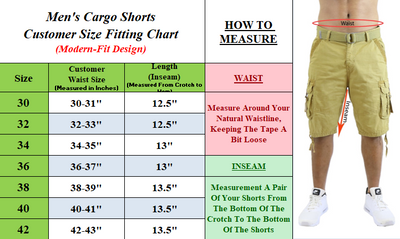 Men's Distressed Washed Cotton Cargo Shorts with Belt, Waist 30-42
