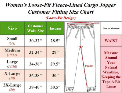 Women's Loose-Fit Fleece-Lined Cargo Jogger Sweatpants (Sizes: S-2XL) NEW