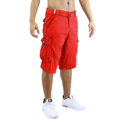 Men's Distressed Washed Cotton Cargo Shorts With Belt (Size 30-42) NEW FREE SHIP