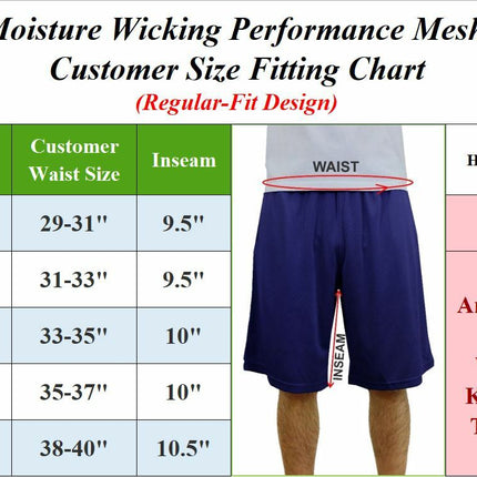 Men's Moisture Wicking Performance Active Mesh Shorts With Side Block Design NEW