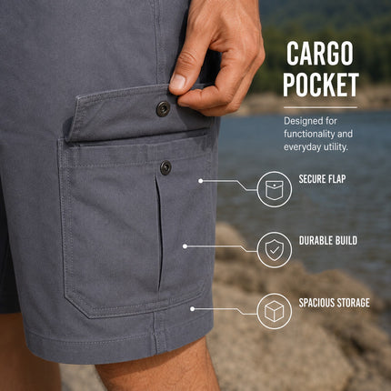 Men's Cotton Flex Stretch Cargo Shorts W/o Belt Tracking Fishing Travel