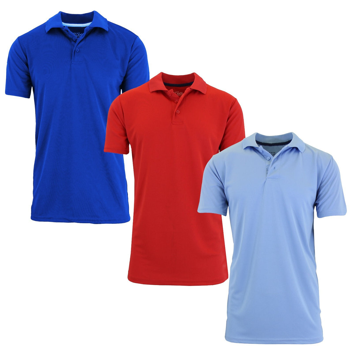 Men's Moisture-Wicking Short Sleeve Polo Shirts, 3-Pack