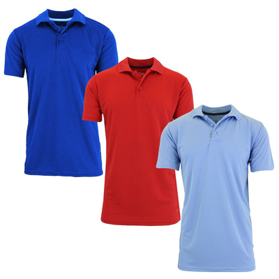 Men's Moisture-Wicking Short Sleeve Polo Shirts, 3-Pack