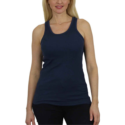 Women's Ribbed Tank Top - Soft Cotton Blend, Regular Fit, Gym & Lounge Wear