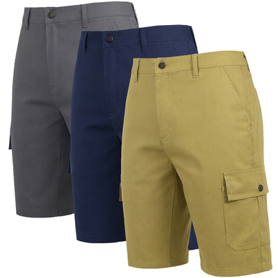 Men's Cotton Flex Stretch Cargo Shorts, No Belt, 3-Pack