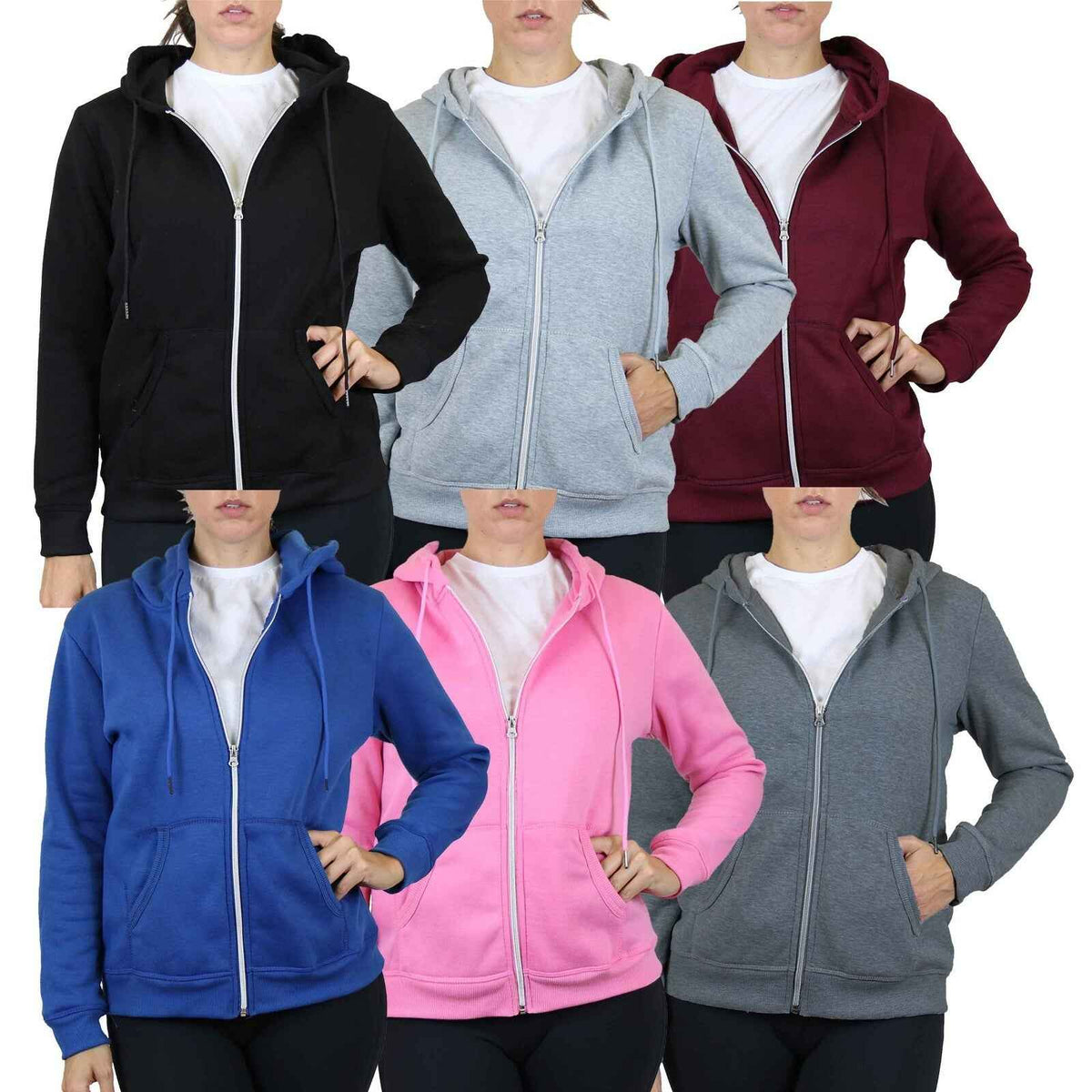 Womens Modern-Fit Fleece-Lined Zip-Up Hoodie Warm Lounge Active Dry NWT (S-3XL)