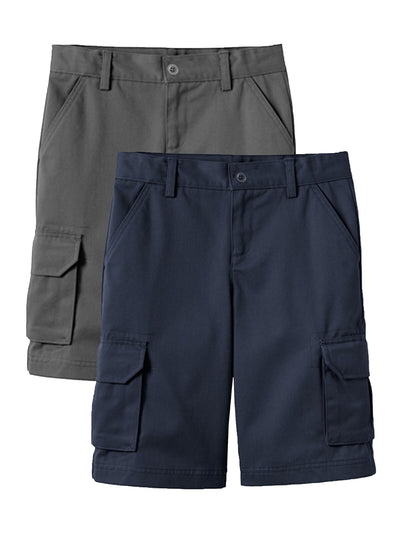 Boys' Super Stretch Cotton Cargo Shorts, 2-Pack, Sizes 8-18