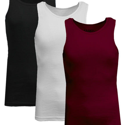 Men's 3 Pack Ribbed Tank Top Shirts Muscle Sleeveless Gym Beach Undershirt NWT