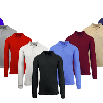 Men Long Sleeve Polo Shirt Size S M L Xl XXl New Standard Neck Classic Uniform