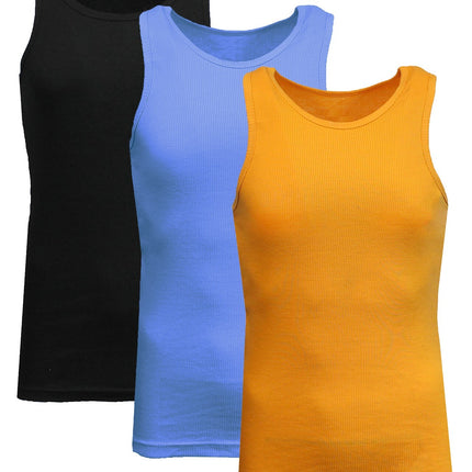 Men's 3 Pack Ribbed Tank Top Shirts Muscle Sleeveless Gym Beach Undershirt NWT