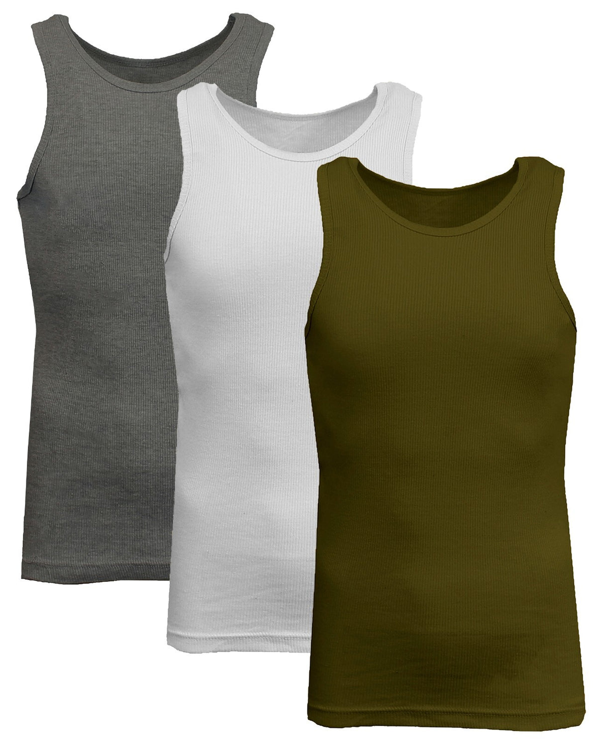 Men's Ribbed Tank Tops, 3-Pack