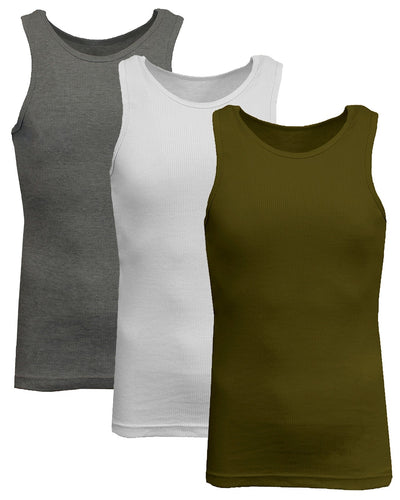 Men's Ribbed Tank Tops, 3-Pack