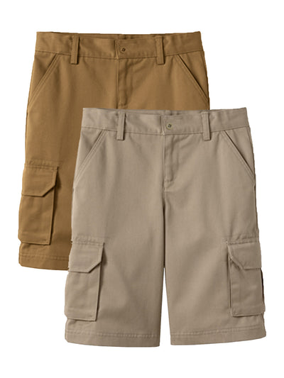 Boys' Super Stretch Cotton Cargo Shorts, 2-Pack, Sizes 8-18
